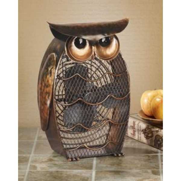 13' Unique Hand Sculpted Wise Owl Table Top Figure Fan
