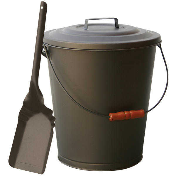 UniFlame Bronze Finish Ash Bin With Lid And Shovel
